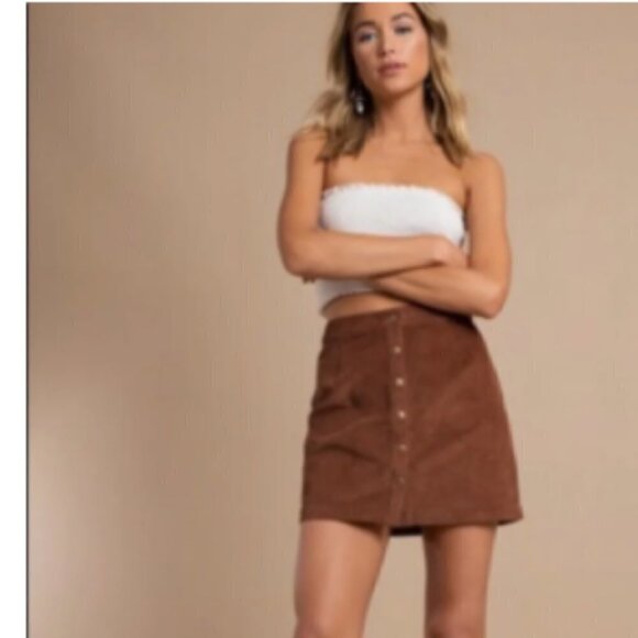 TOBI | Brown Corduroy Mini Skirt Snap Front Medium - Picture 1 of 7